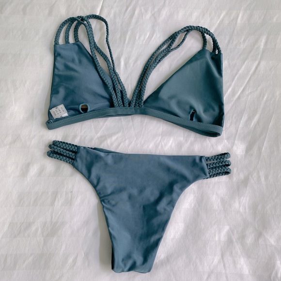 BNWOT Green Bikini Set with Braided Straps - Picture 2 of 2